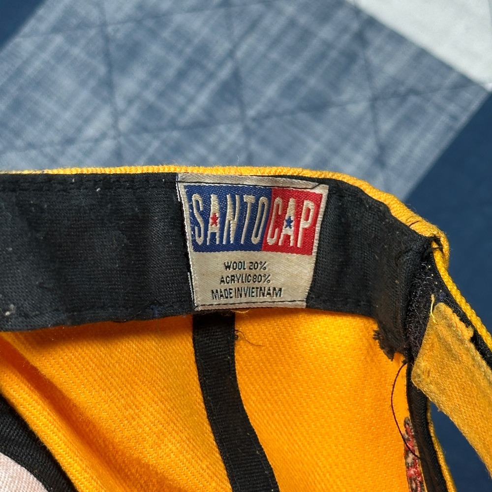 Vintage Santo Cap Faith Factor Jesus Christ Hat Yellow Wool Blend Adjustable - Picture 5 of 6